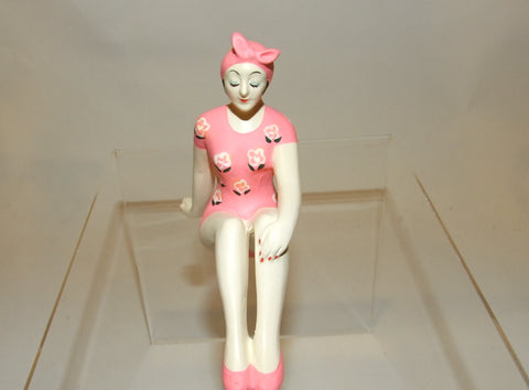 Bathing Beauty Figurine Figure Shelf Sitter Coral Floral Pattern Art Deco Mini - The Ritzy Gift