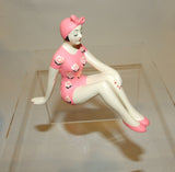Bathing Beauty Figurine Figure Shelf Sitter Coral Floral Pattern Art Deco Mini - The Ritzy Gift