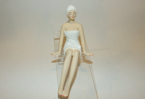 Bathing Beauty Figurine Figure Shelf Sitter Spa Girl With Towel Sitting Mini - The Ritzy Gift