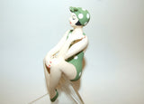 Bathing Beauty Figurine Figure Shelf Sitter Green & White Polka Dot Mini - The Ritzy Gift