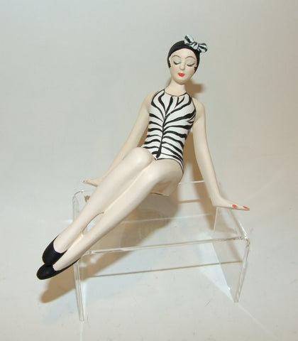 Bathing Beauty Figurine Figure Shelf Sitter Black & White Zebra Art Deco Mini - The Ritzy Gift