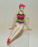 Bathing Beauty Figurine Figure Shelf Sitter Multi Color Stripe Art Deco Mini - The Ritzy Gift