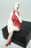 Bathing Beauty Figurine Figure Shelf Sitter Red Polka Dot Pattern - The Ritzy Gift