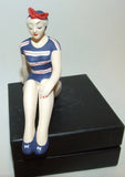 Bathing Beauty Figurine Figure Shelf Sitter Red White & Blue Stripe Pattern - The Ritzy Gift