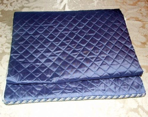 Quilted Blue Table Runner W/Rope Trim - The Ritzy Gift