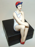 Bathing Beauty Figurine Figure Shelf Sitter Red White & Blue Polka Dot Pattern - The Ritzy Gift